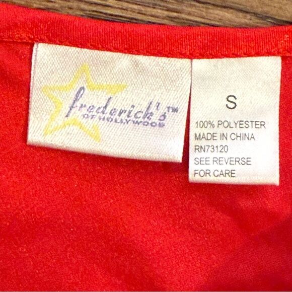 Vintage Frederick's of Hollywood Vibrant Red Satin Camisole Top Size Small - Picture 6 of 13